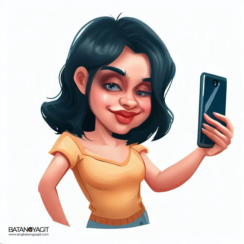 filipina selfie for social media caricature